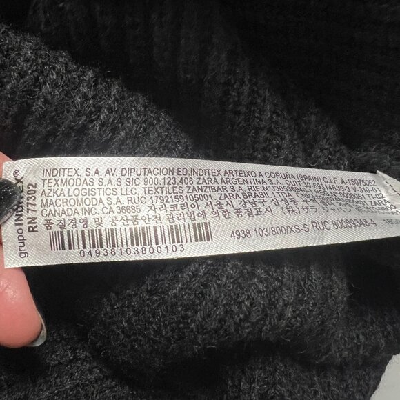 Zara Black Ribbed One Shoulder Tunic Sweater Dress Cardi Womens Size XS goth - Picture 11 of 16